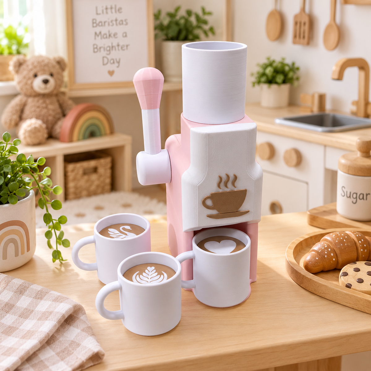 Cafeteira de Brinquedo Infantil Sensorial - Kit com Xícaras