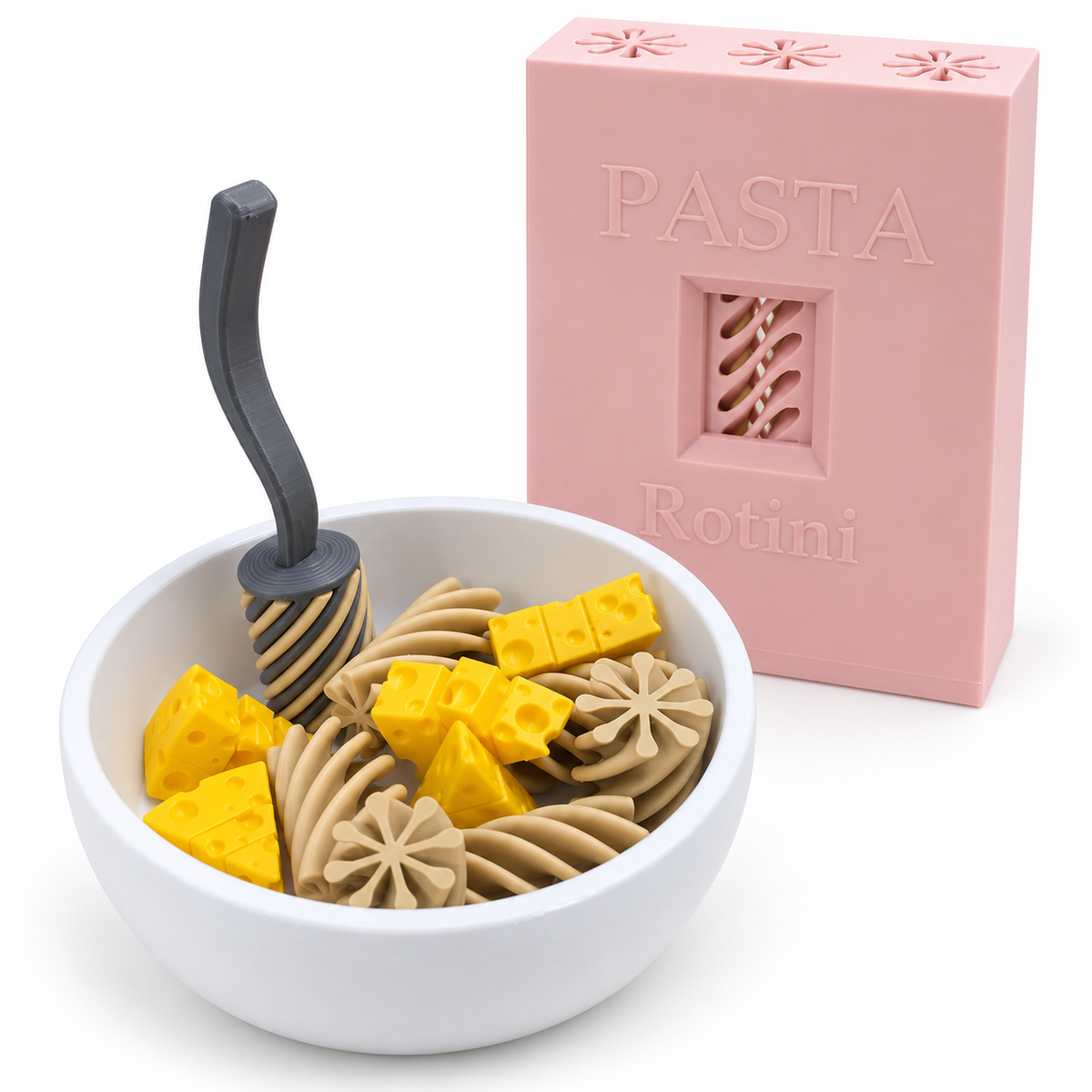 Macarrão de Brinquedo Infantil Sensorial - Kit com Bowl, Queijo e Colher