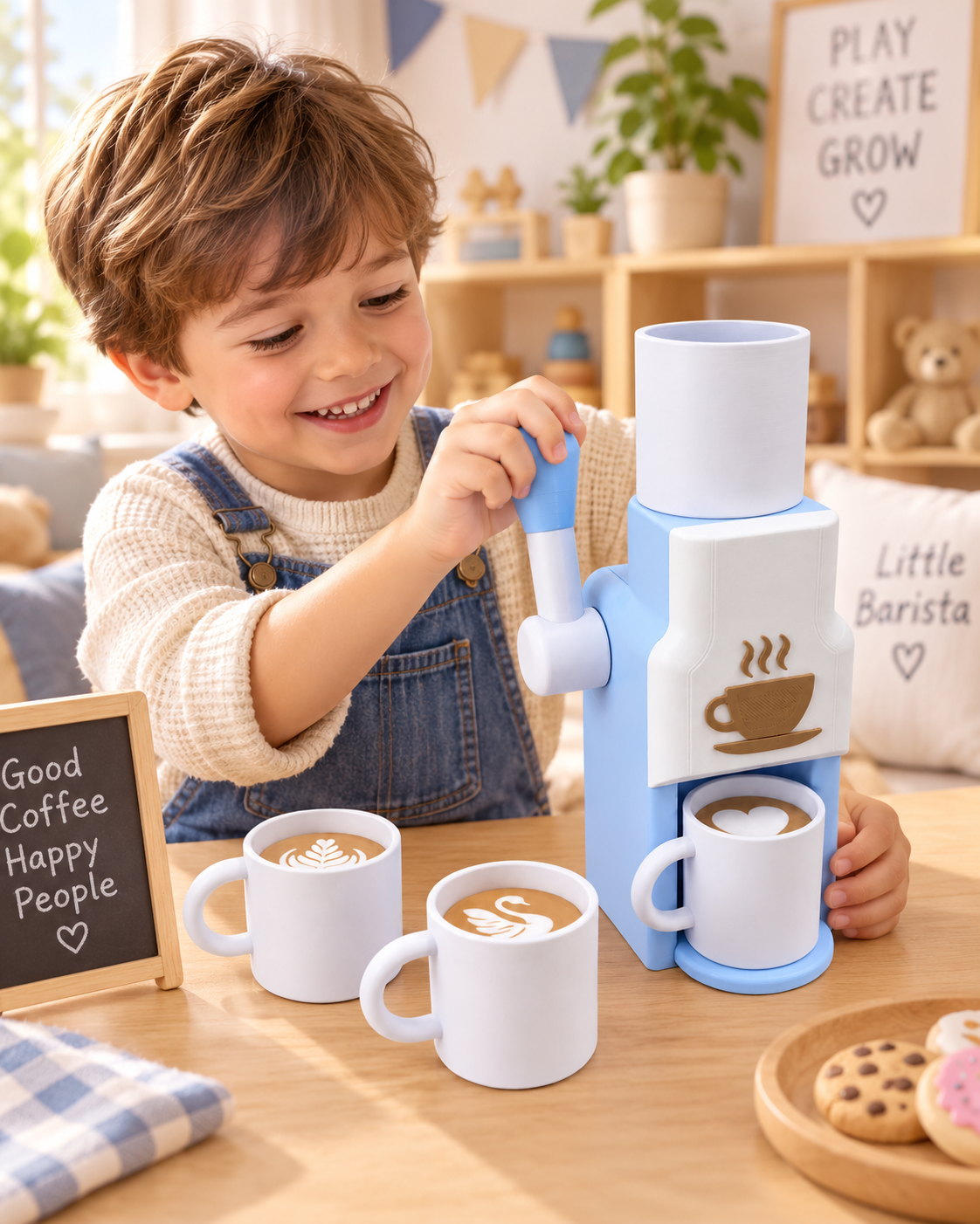 Cafeteira de Brinquedo Infantil Sensorial - Kit com Xícaras