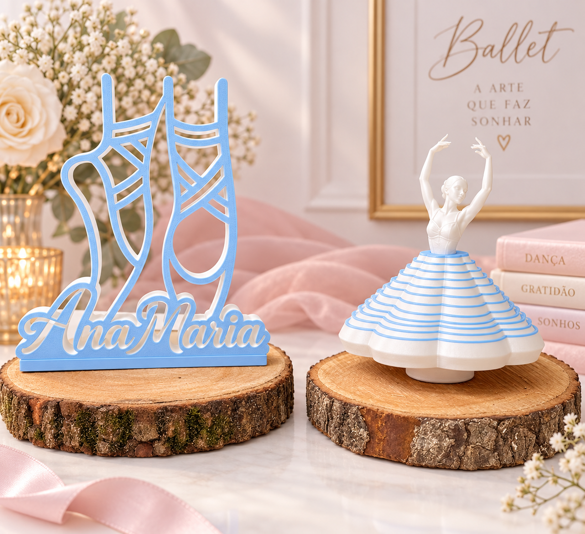 Kit Bailarina e Placa Personalizada