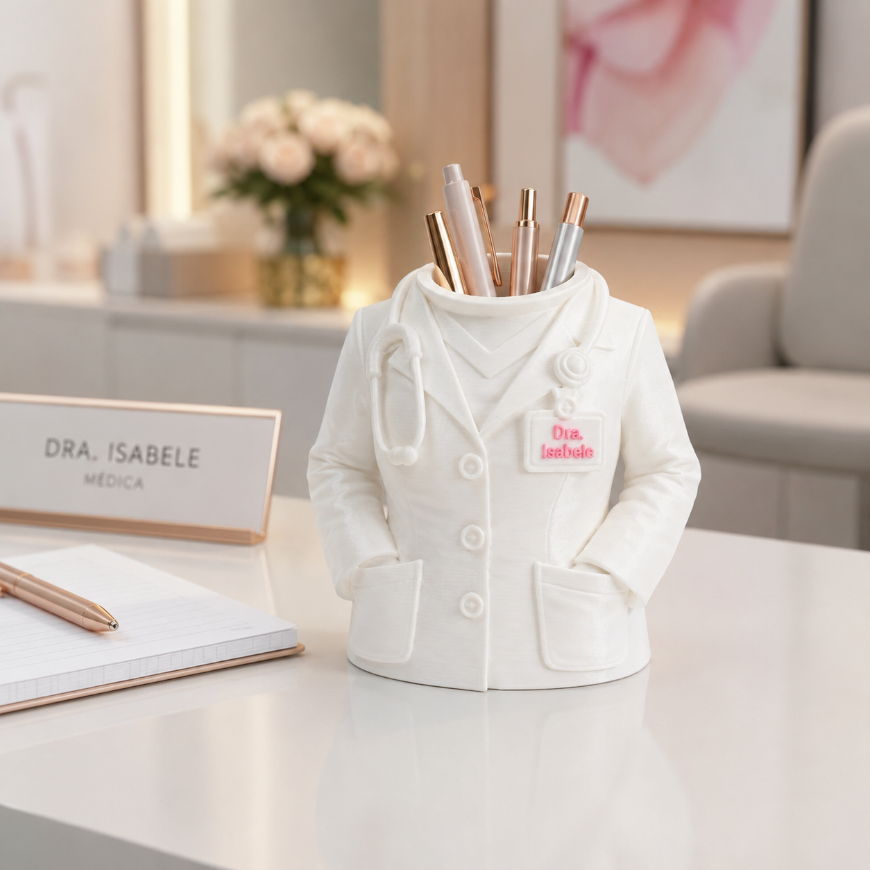 Porta-Objetos Jaleco Médico Personalizado com Nome