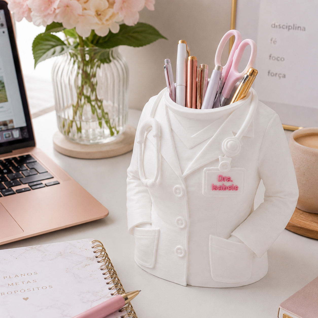 Porta-Objetos Jaleco Médico Personalizado com Nome