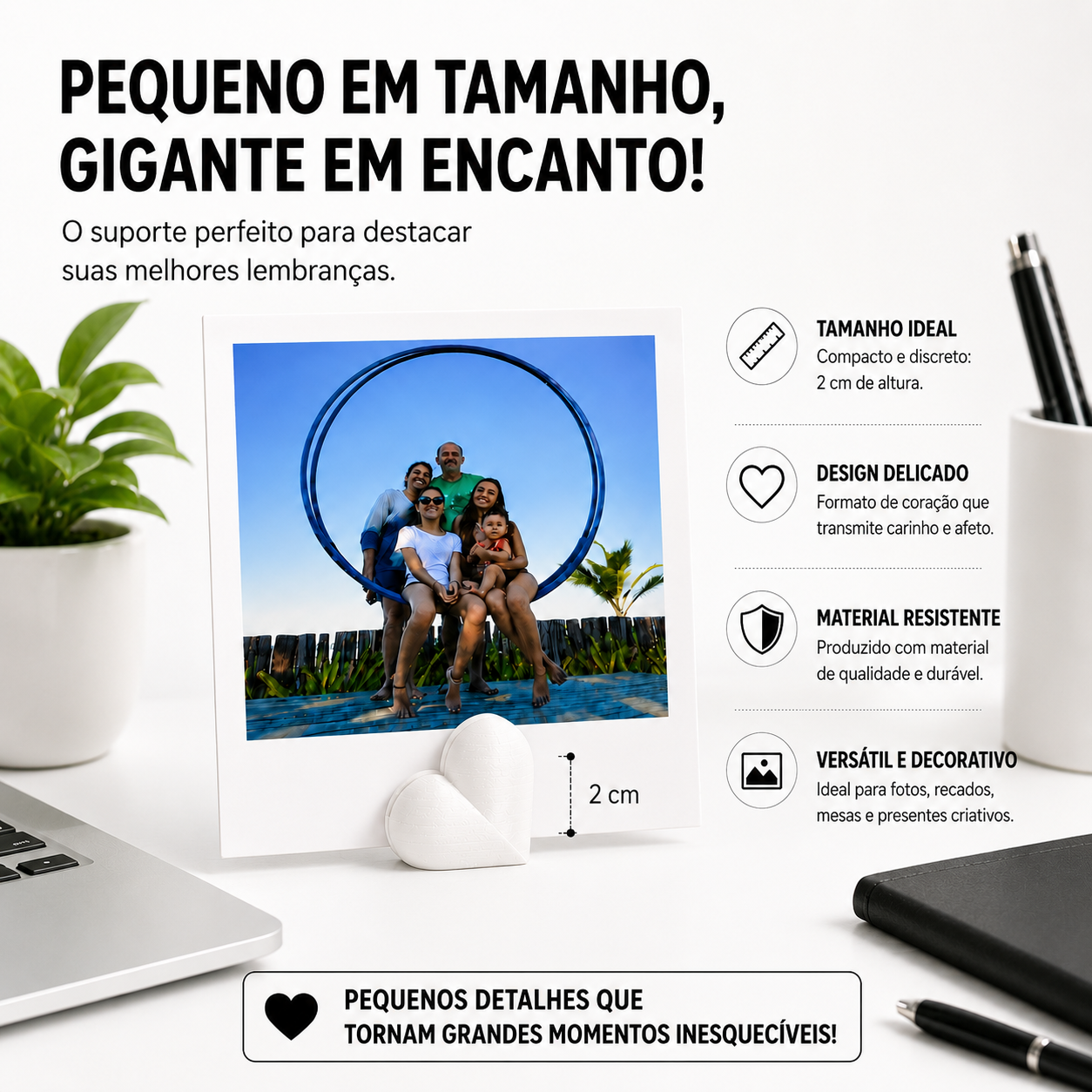 Kit 20 Suporte Para Foto Coração Decoração