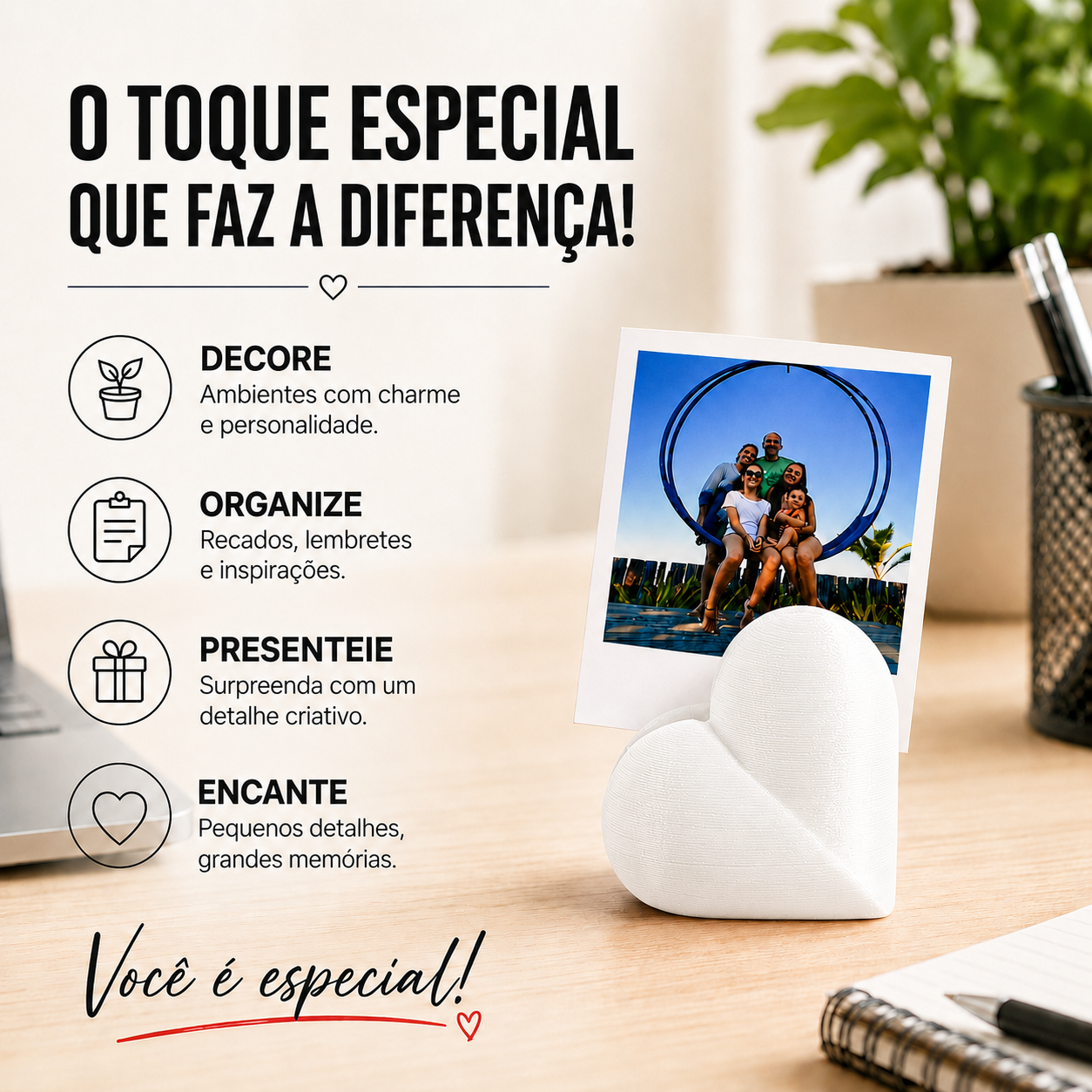Kit 20 Suporte Para Foto Coração Decoração