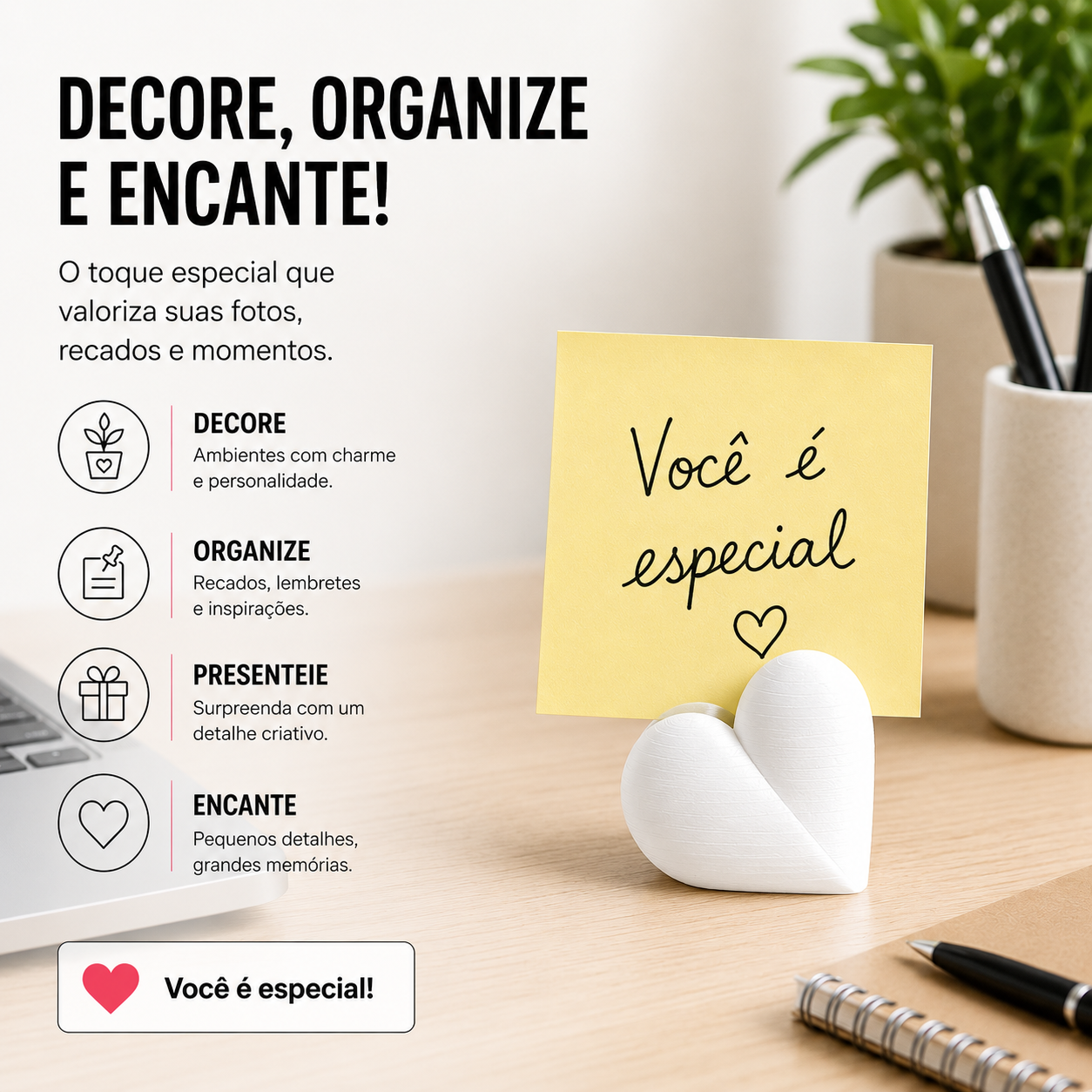 Kit 20 Suporte Para Foto Coração Decoração