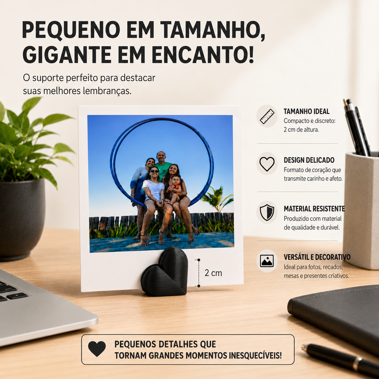 Kit 20 Suporte Para Foto Coração Decoração