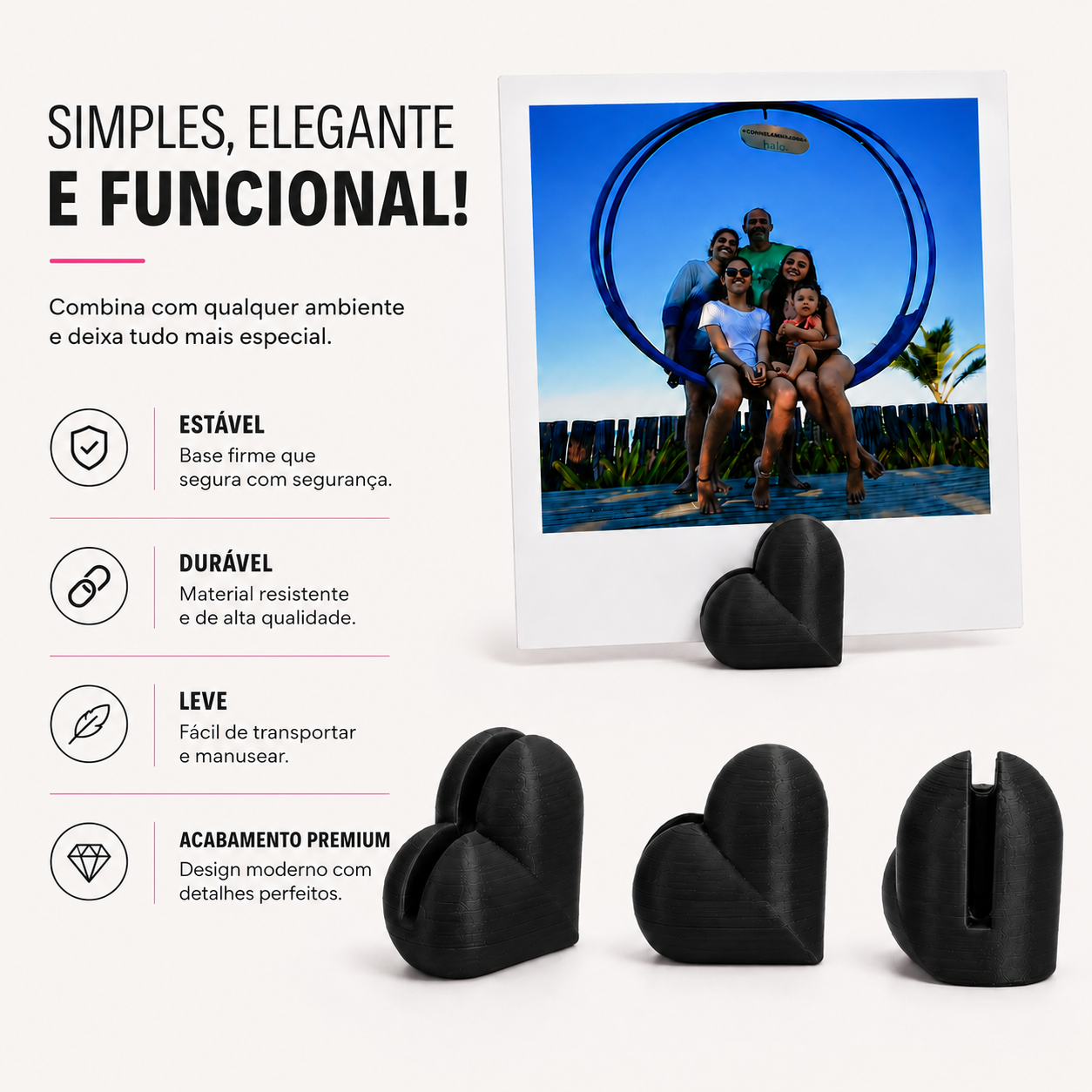 Kit 20 Suporte Para Foto Coração Decoração