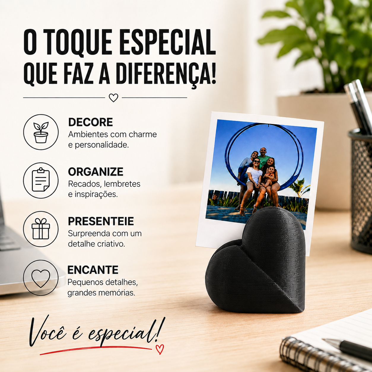 Kit 20 Suporte Para Foto Coração Decoração