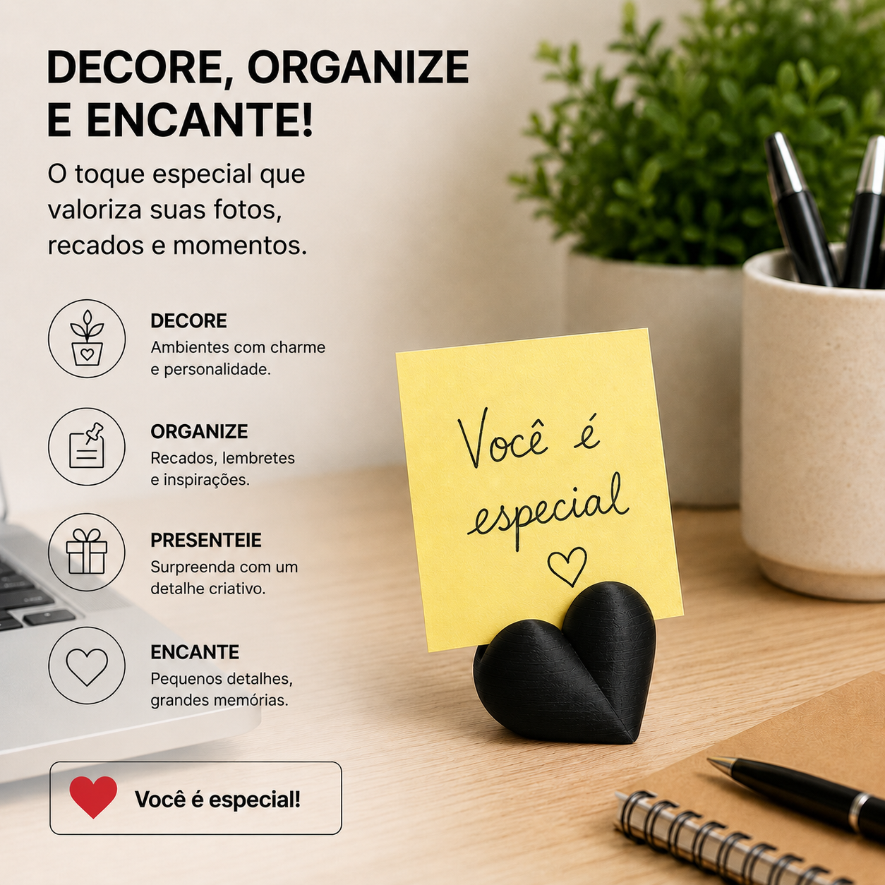 Kit 20 Suporte Para Foto Coração Decoração