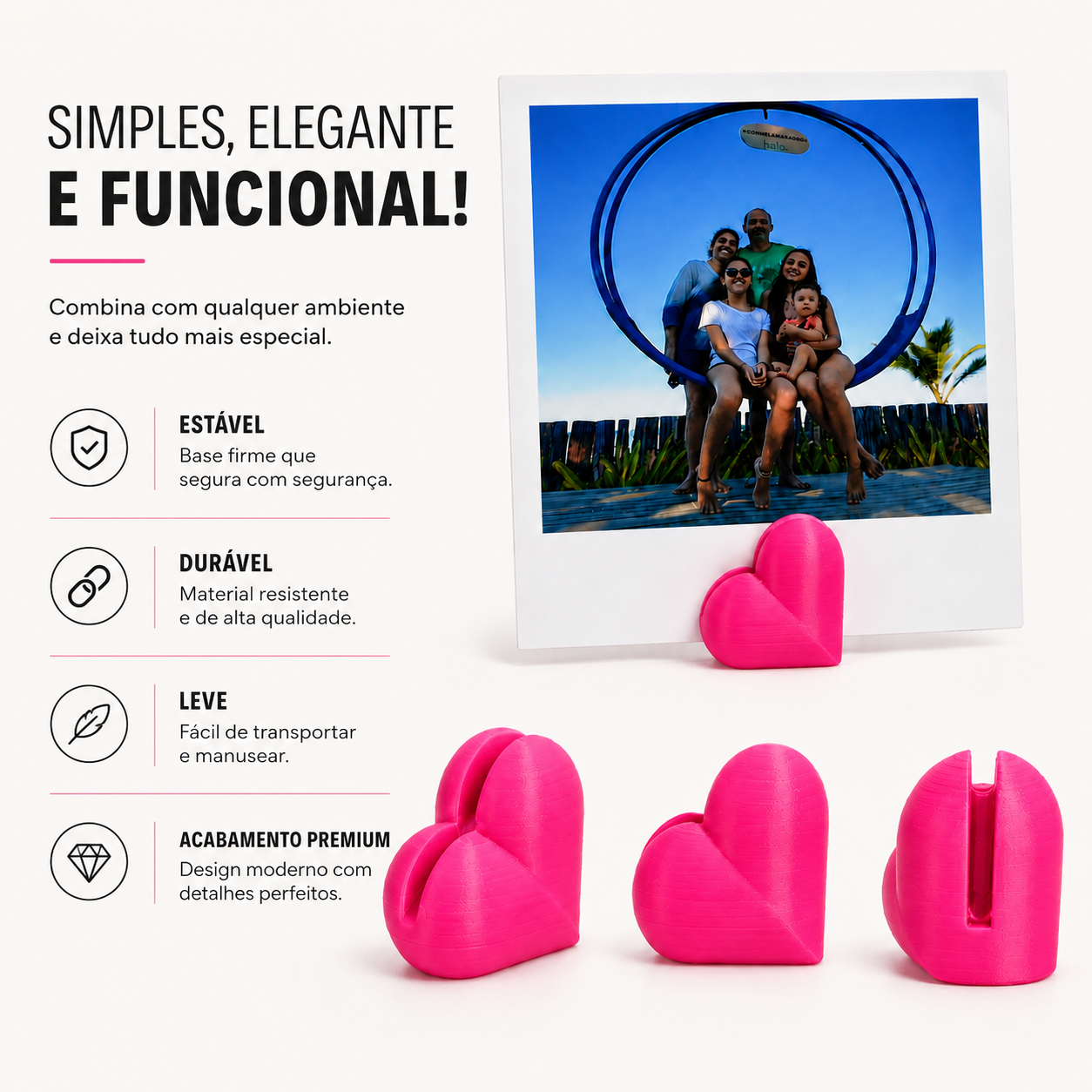 Kit 20 Suporte Para Foto Coração Decoração