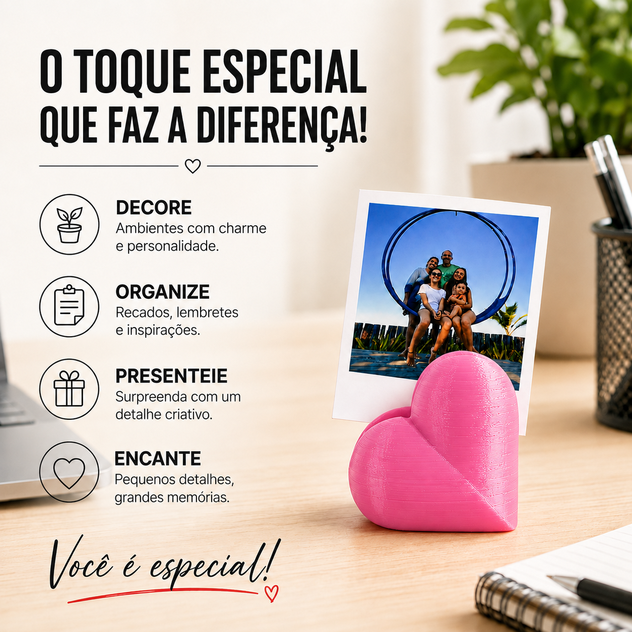 Kit 20 Suporte Para Foto Coração Decoração
