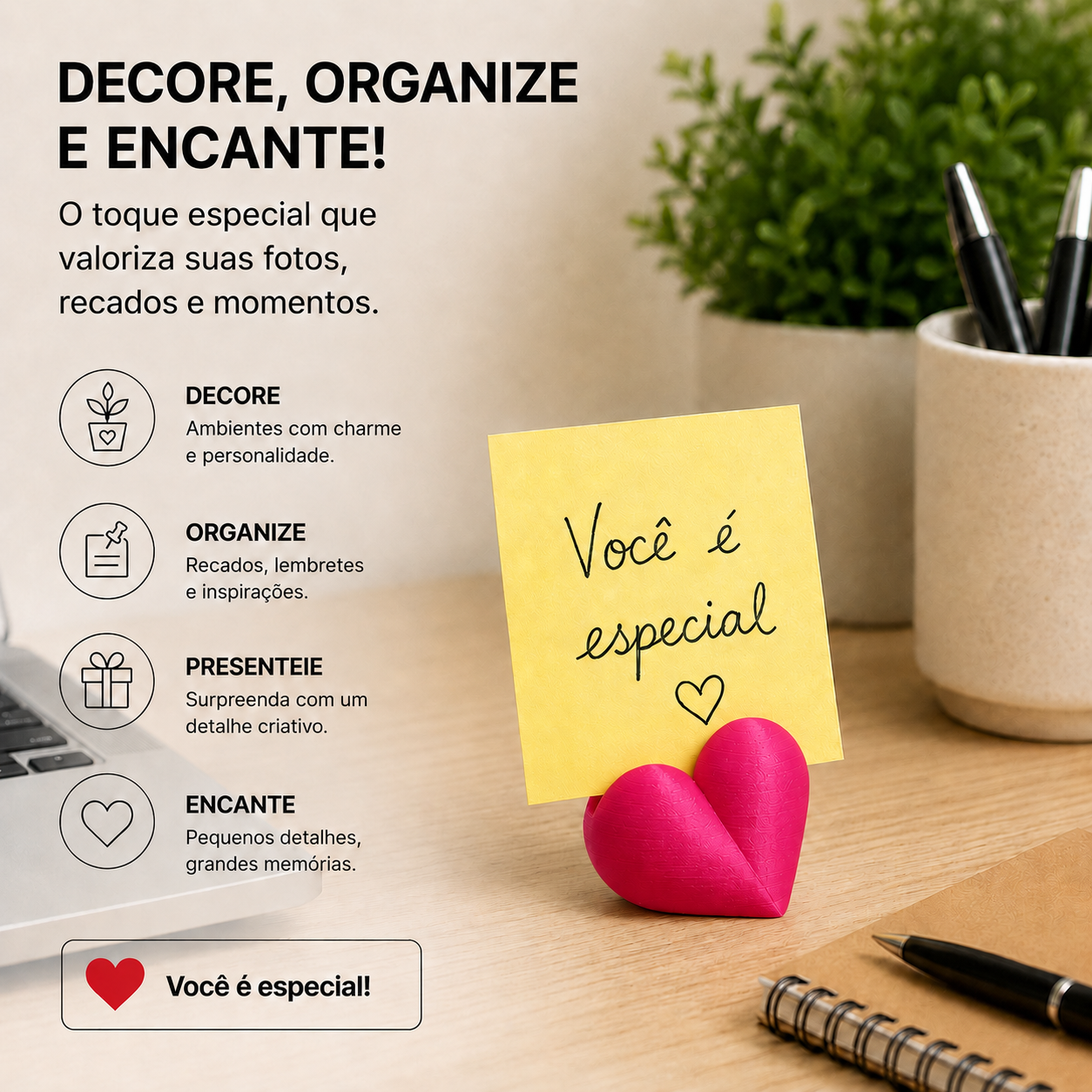 Kit 20 Suporte Para Foto Coração Decoração