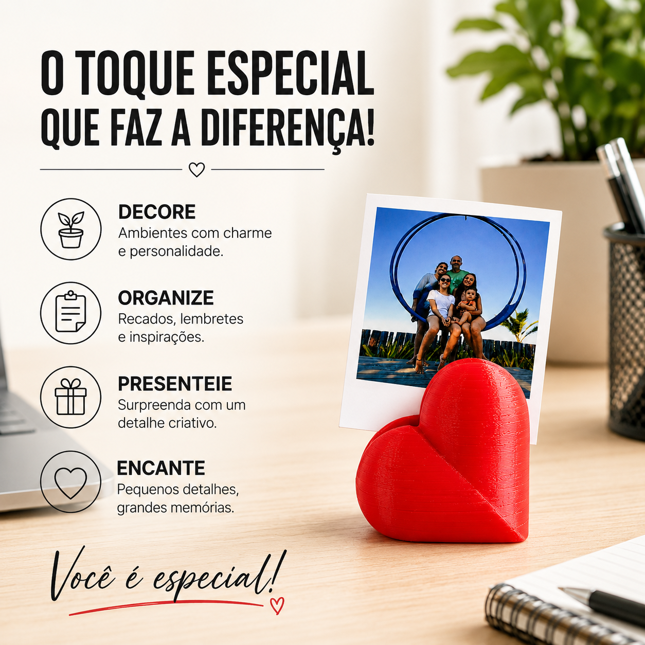 Kit 20 Suporte Para Foto Coração Decoração