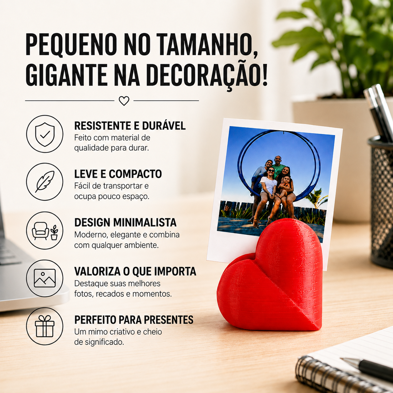Kit 20 Suporte Para Foto Coração Decoração