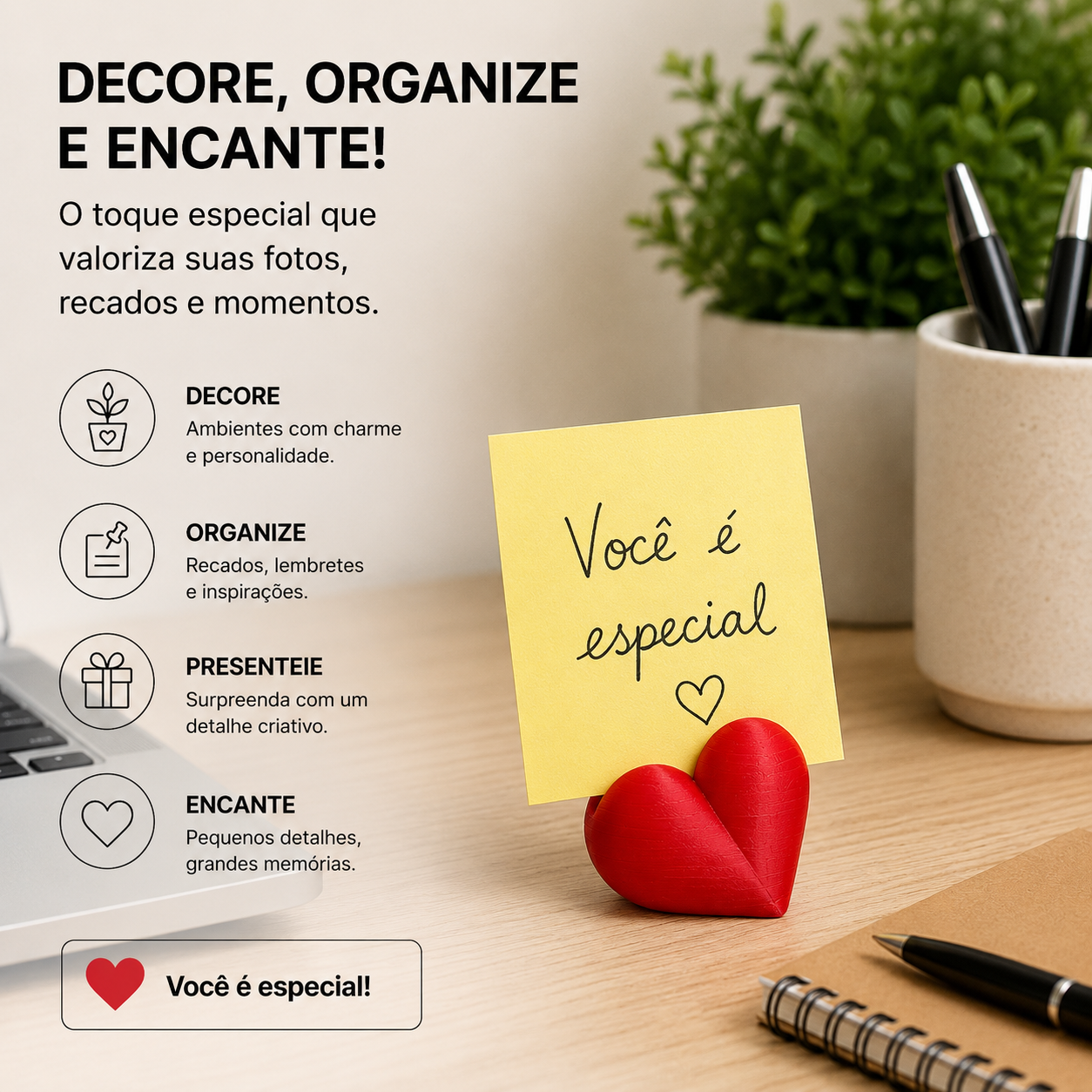 Kit 20 Suporte Para Foto Coração Decoração